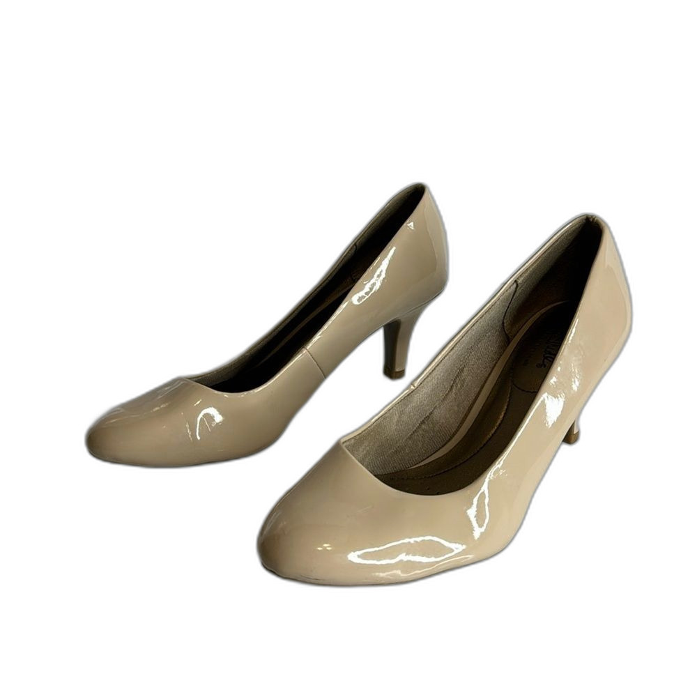 LifeStride Womens Parigi Pumps Beige Faux Leather Kitten Heels 8.5 M